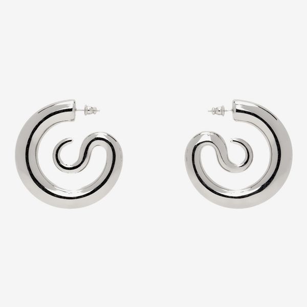 Panconesi Silver Medium Serpent Hoop Earrings