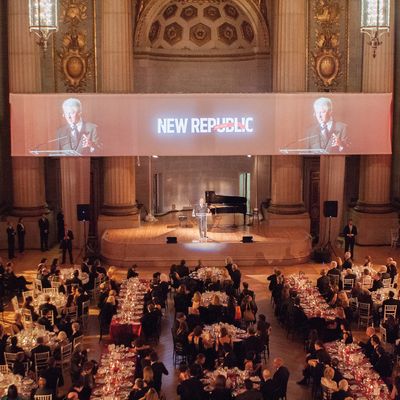Former President Bill Clinton speaks on stage at the New Republic Centennial Gala at the Andrew W. Mellon Auditorium on November 19, 2014 in Washington, DC. 