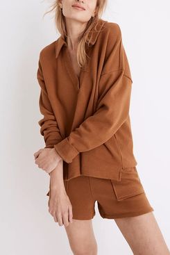 Madewell Cotton-Hemp Oversize Polo Sweatshirt