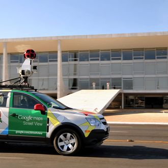 The Google street view mapping and camera vehicle drives in front of the Planalto Palace as it charts the streets of Bras?lia, Brazil's capital, on September 6, 2011. AFP PHOTO/Pedro LADEIRA (Photo credit should read PEDRO LADEIRA/AFP/Getty Images)