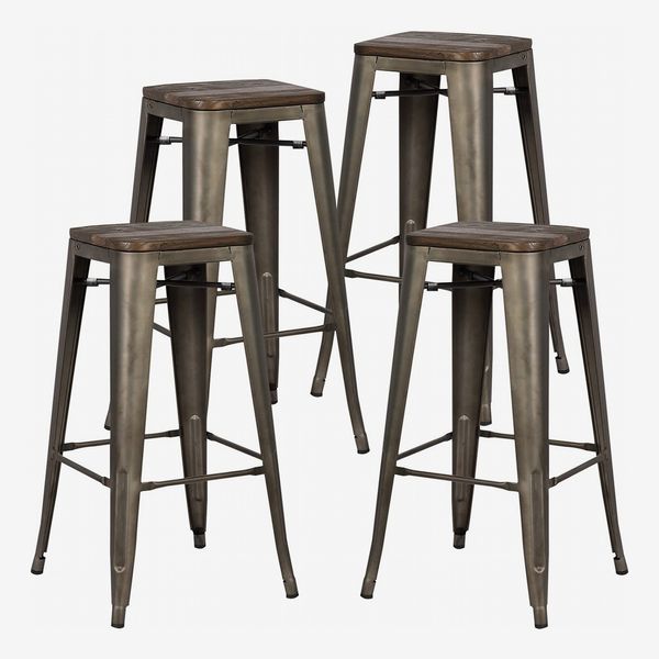 Poly and Bark Trattoria 30 Inch Metal Bar Counter Stool (Set of 4)