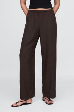 Gap Linen-Blend Easy Wide-Hem Pants