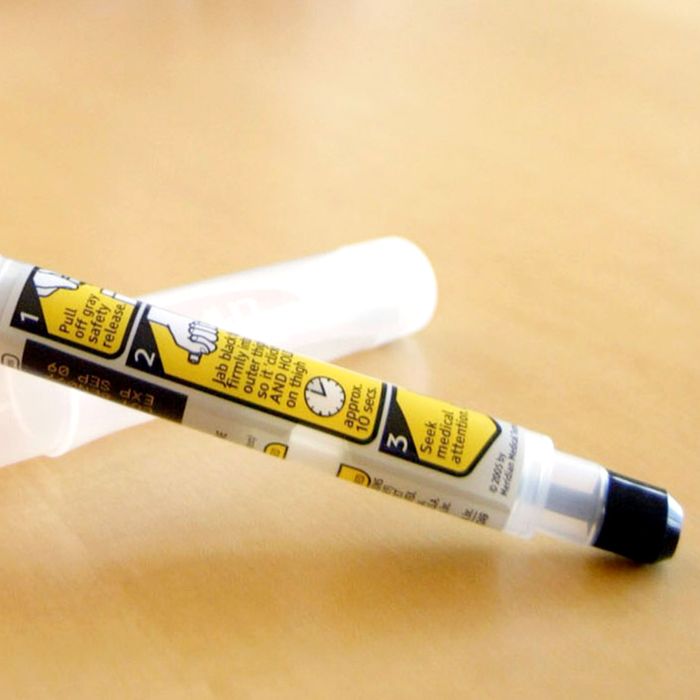 The EpiPen auto-injector.