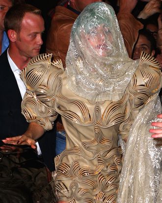 This is Lady Gaga, possibly covered in mucus.