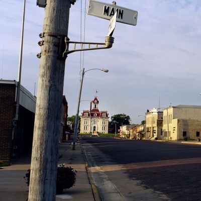 Empty road passing through a town, Cottonwood Falls, Kansas, USA