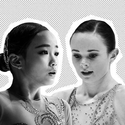 Lim Eun-Soo and Mariah Bell at the ISU World Figure Skating Championships.