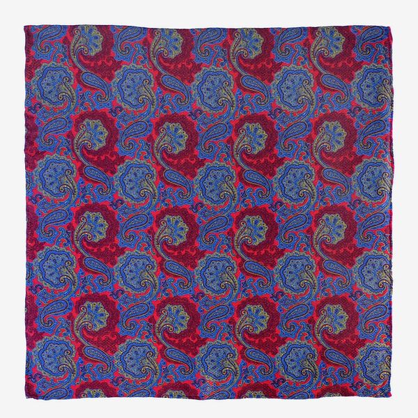 Tiefenbrun Red and Blue Paisley Silk Square