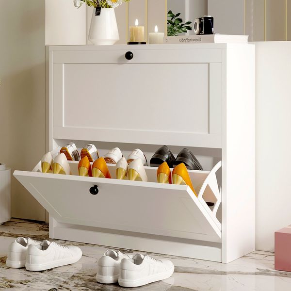 Ebern Designs Manufactured Wood Shoe Storage Cabinet