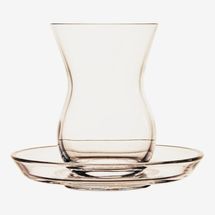 Persian Basket Crystalline Tea Glass and Match Saucer