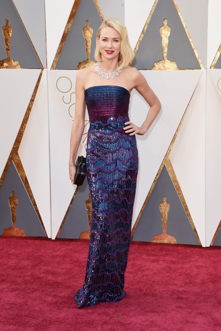 Naomi Watts 
Dress by Armani; jewels and clutch by Bulgari; shoes by Stuart Weitzman.