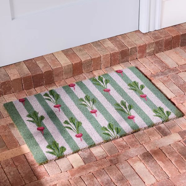 Anthropologie Radishes Striped Coir Printed Doormat