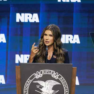 South Dakota Governor Kristi Noem speaks to guests at the