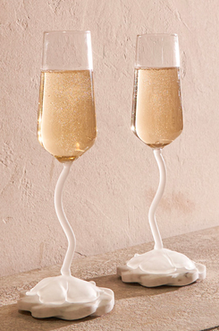 Venus et Fleur Floral Stemmed Champagne Glasses