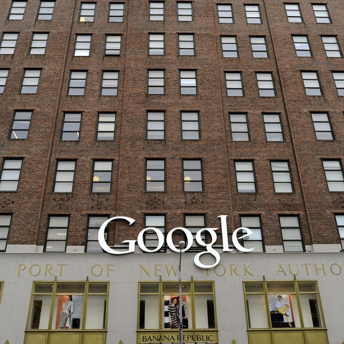 Google's NYC headquarters on 8th Avenue in New York January 11, 2013 Google has given its New York City neighborhood the gift of free Wi-Fi in the in areas between Gansevoort Street and 19th Street from 8th Avenue to the West Side Highway as welll as some public areas.