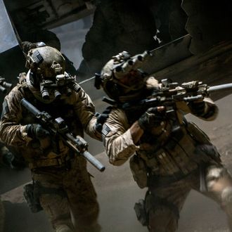 In the darkest hour of the night, elite Navy SEALs raid Osama Bin Laden's compound in Columbia Pictures' ultra realistic new thriller from director Kathryn Bigelow, about the greatest manhunt in history, ZERO DARK THIRTY.