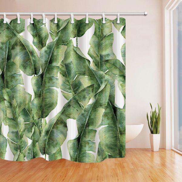 NYMB Banana Palm Leaves Bath Curtain