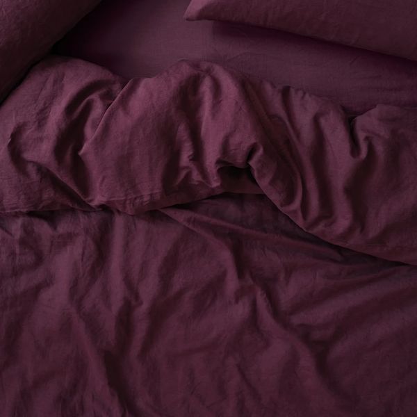 Piglet in Bed Berry Linen Blend Duvet Cover - Queen