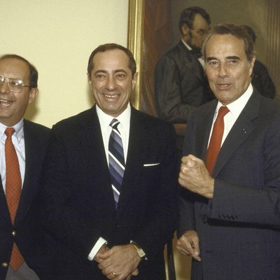 (L-R) Senator D'Amato, NY Governer Cuomo and Senetor Bob Dole on Capital Hill in reference to Budget. (Photo by Terry Ashe/The LIFE Images Collection/Getty Images)