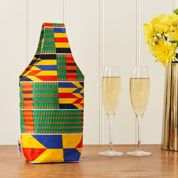 Reusable African Fabric Bottle Bag