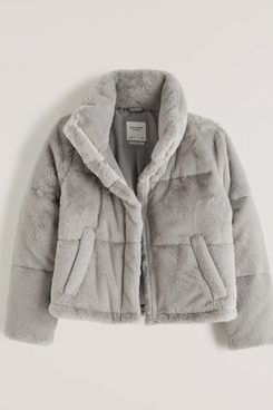 A&F Faux Fur Mini Puffer