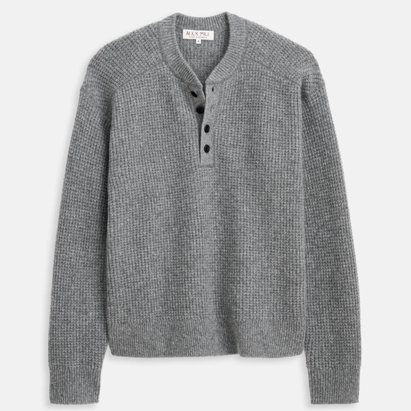 Alex Mill Waffle Henley In Cashmere