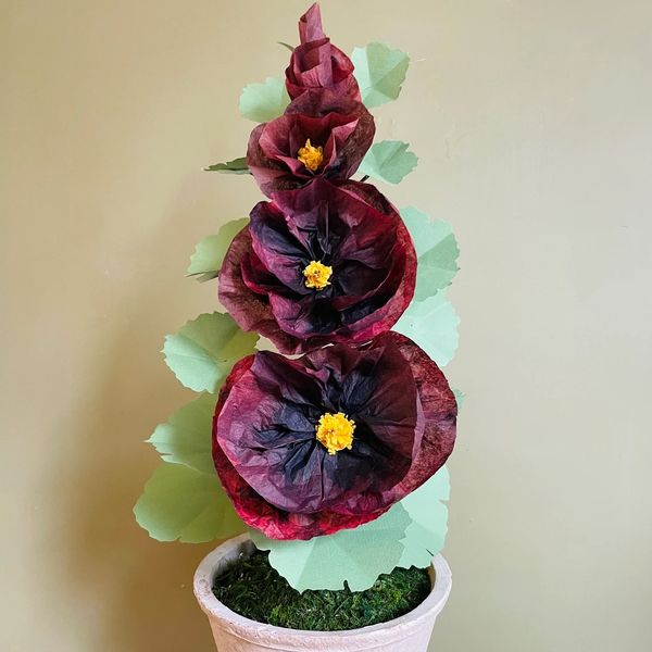 PaperBloomery Potted Paper Hollyhock in a Terracotta Pot