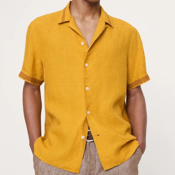 Banana Republic Standard-Fit Embroidered Linen Resort Shirt