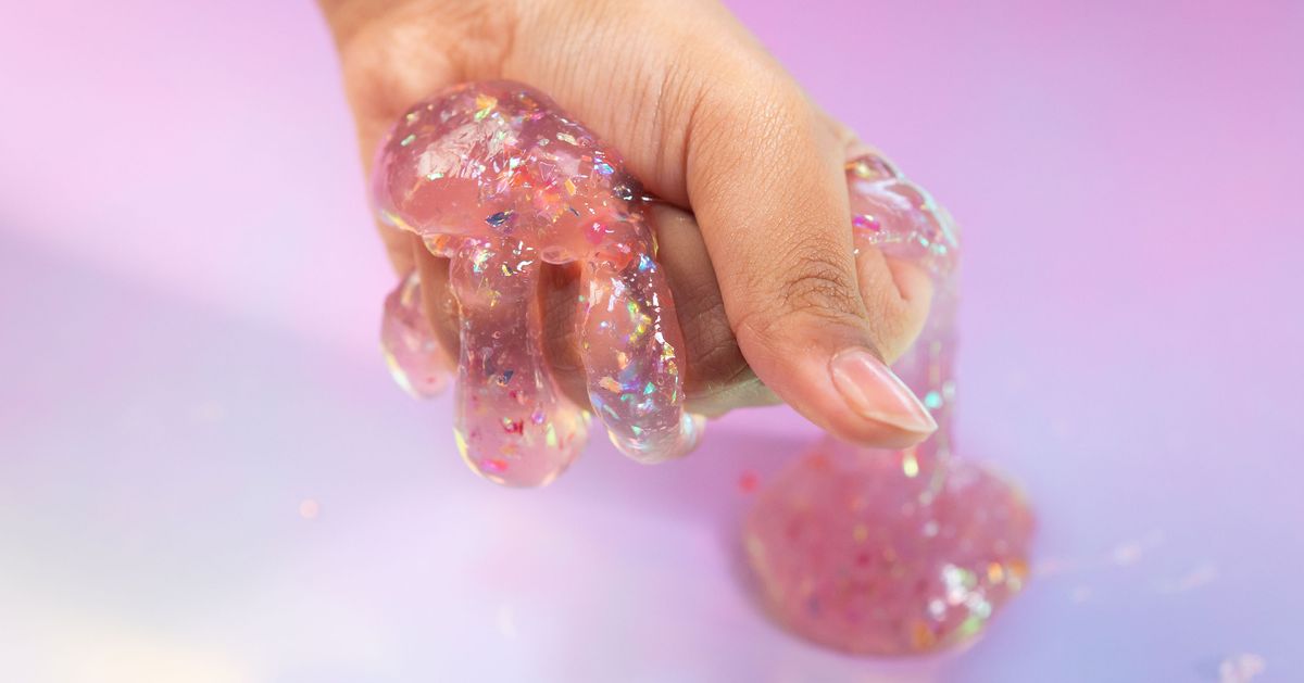 Neon Pink Slime Mixing makeup and glitter into Clear Slime Satisfying Slime  Videos 
