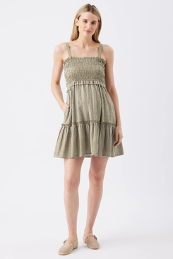 Ripe Maternity Gabby Tiered Dress Khaki / White