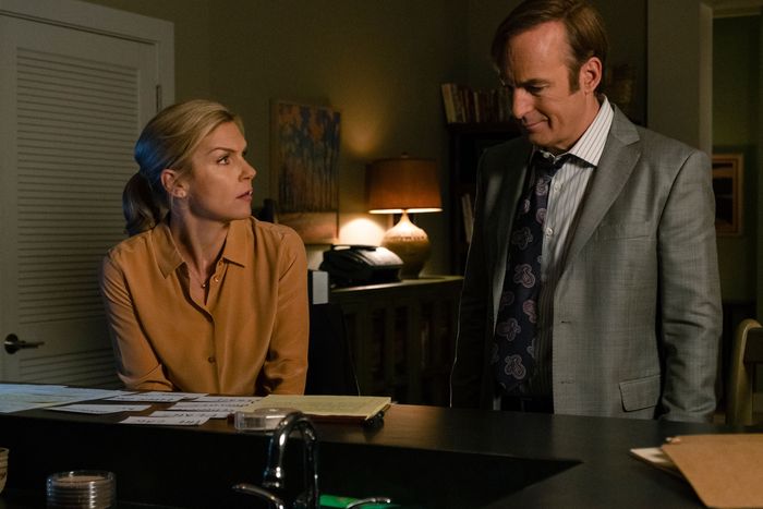 Rhea Seehorn as Kim, Bob Odenkirk as Jimmy.