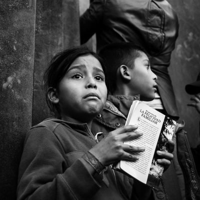 Migrant children at the U.S–Mexico border.