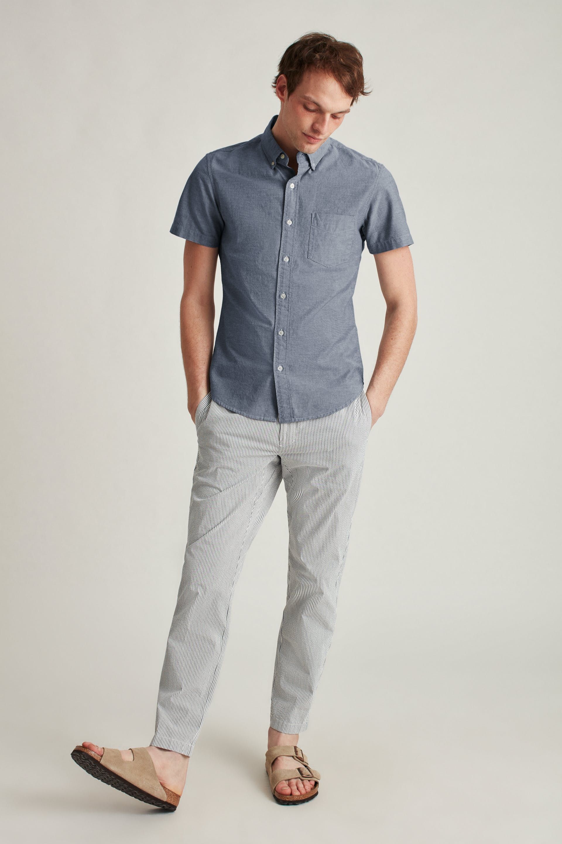 Men's Luxury Slim Dress Shirt Summer Short Sleeved Formal Shirt Button Down Tops