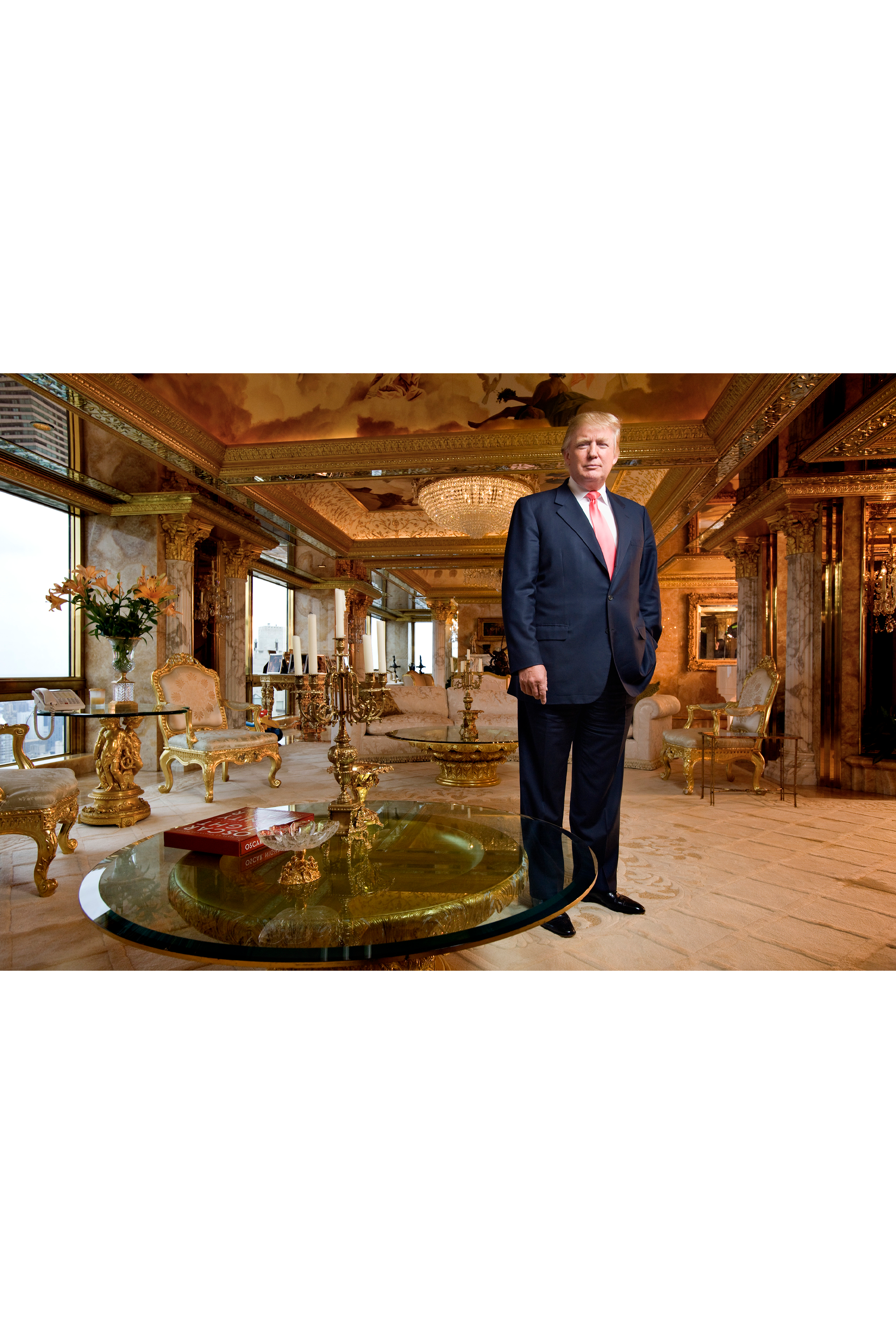 In his 66th-floor living room, 2009.