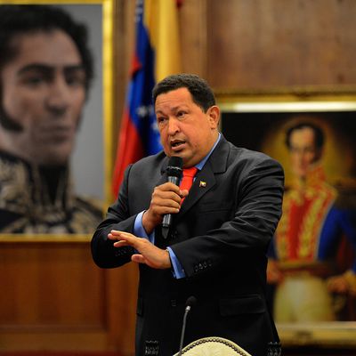 Venezuelan President Hugo Chavez speaks during a press conference in Caracas on October 9, 2012. Chavez pledged to become a 