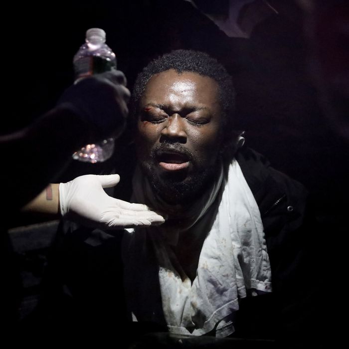 A demonstrator being treated after police attacked protesters on May 30 in Washington, DC.