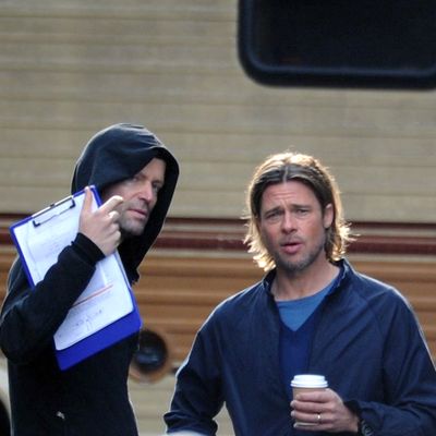 Brad Pitt on the set of 'World War Z' in Glasgow, Scotland.