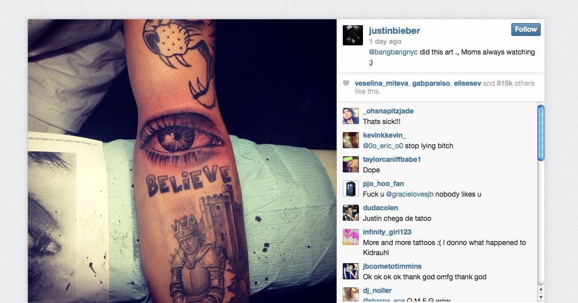 Heres A Brief History Of Justin Biebers 52 Tattoos