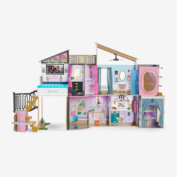 Doll House for 3 Year Old Girls,4-Story 13 Rooms Doll House,Fully Furnished  Dollhouses w/Lights,Play Mat and Upgraded Doll,Play House