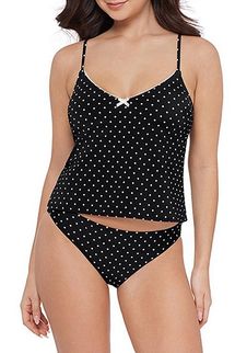 Steve Madden Polka Dot Lace-Up Tankini Top