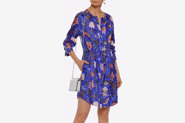 Diane von Furstenberg Floral-print silk-twill mini shirt dress