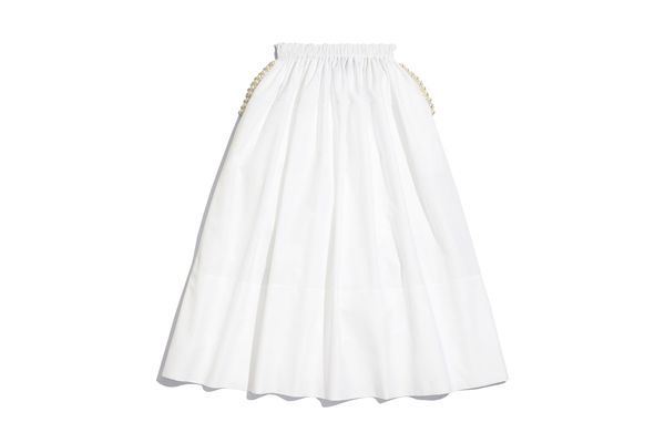 Simone Rocha Cotton Poplin Skirt with Pearl Embellishment