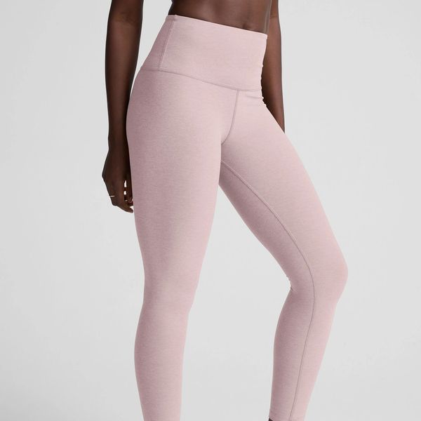 Beyond Yoga Spacedye Caught in the Midi High-Waisted Legging - Pale Pink Heather