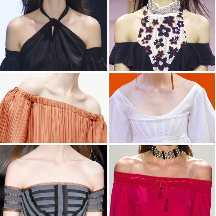 Shoulder-baring looks from spring 2016. 