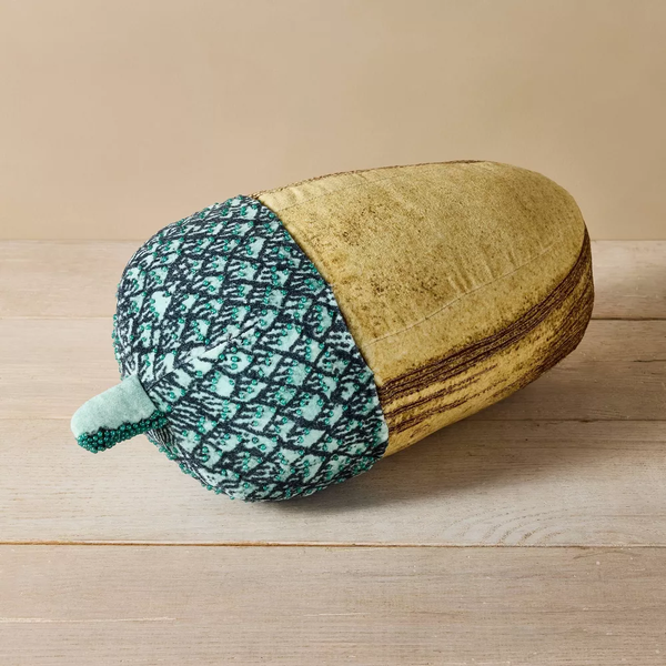 John Derian Beaded Acorn Novelty Pillow