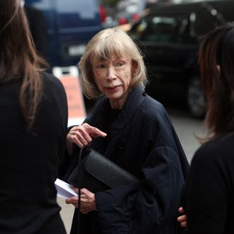 Author Joan Didion attends the funeral of Dominick Dunne at The Church of St. Vincent Ferrer on September 10, 2009 in New York City. Author Dominick Dunne was 83 when he passed away at his home on August 26, 2009. 