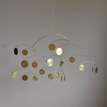 Kinetic Mobile Art Brass Sculpture