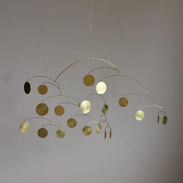 Kinetic Mobile Art Brass Sculpture