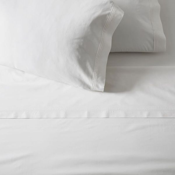 West Elm 400-Thread-Count Organic Percale Pleated Edge Sheet Set & Pillowcases, Twin