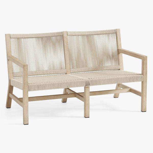 Pottery Barn Indio Coastal Mahogany & Rope Outdoor Loveseat