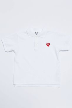 Comme Des Garçons Play Kids Red Heart Polo Shirt in White